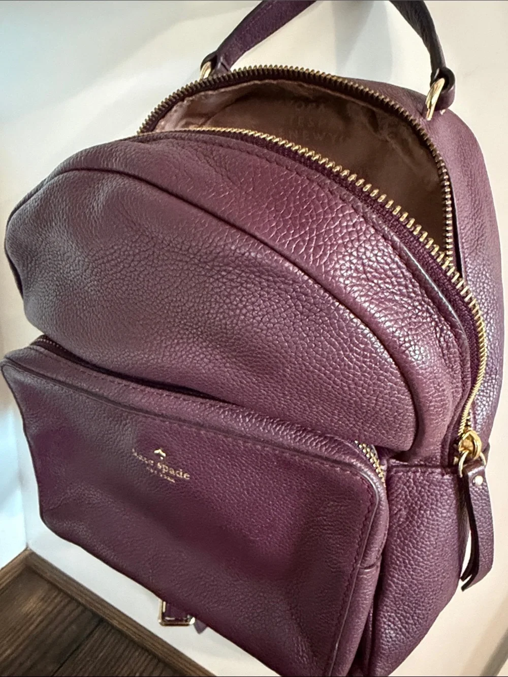 Kate Spade Mini Nicole deep plum Larchmont Avenue Back pack